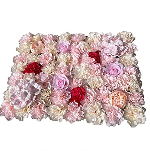 SHZICMY 20 Stück Kunstblumenwand Künstliche Blumenwand Rosenwand Hochzeit Bühnen Schaukasten DIY Hintergrund Deko 60x40cm