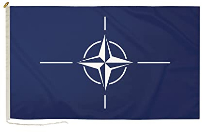 DuraFlag Bandera de cortesía pequeña de la OTAN de 50,8 x 30,5 cm, cuerda y palanca de alta calidad, 50 x 30 cm