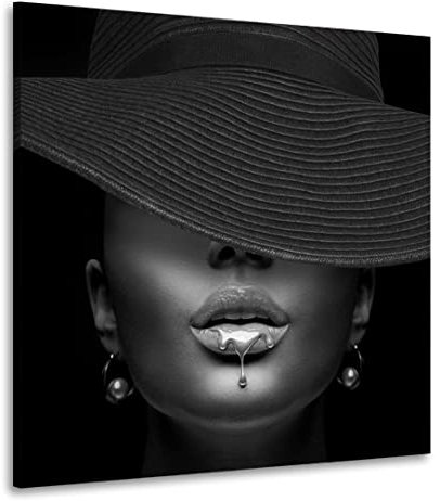 Kunstgestalten24 Leinwandbild Erotische Lippen Wandbild Kunstdruck Wanddekoration Übergrößen