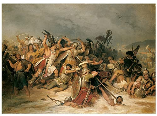 JUNIWORDS Poster, Friedrich Tüshaus, Schlacht zwischen Germanen und Römern am Rhein, 42 x 60 cm (3001020)