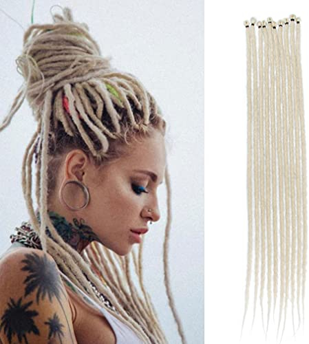 20” Thin 0.6cm Dreadlocks Extensions Single Ended 15 Strands/Pack Blonde Soft Synthetic Faux Dreads Reggae Crochet Braided Dread Extensions