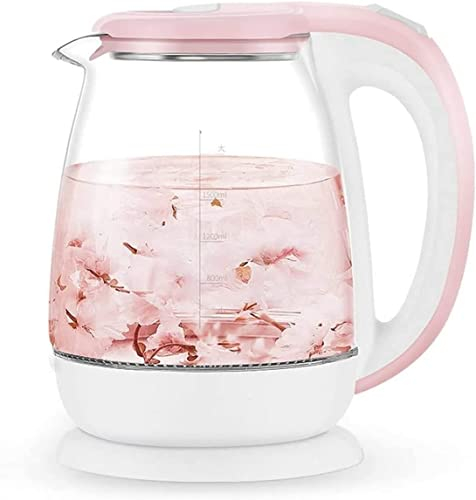Kettle Electric Water Boiler Pink 1.8L Glass Automatonlike Galvanising Water Kettle, 1500W Water Heater Hot Boiling Tea Pot Kitchen Appliance W/Auto Shut off Boil Dry Protection/Pink/21 * 16 * 16Cm