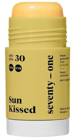 SeventyOne Percent | Sun Kissed: Sun Stick SPF 30 | UVA 12,5 | Stick Solaire Visage & Zones sensible | Vegan | Très Haute Protection | Très resistant à l’eau | 80% Naturel - Made in France | 15 gr