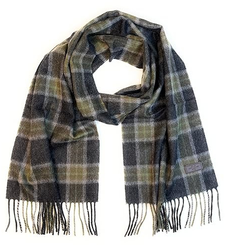 Hickey Freeman Gemusterter Schal aus 100 % italienischem Kaschmir für Herren, ultraweich, 168 x 30 cm, Olivgrün Ombre Fensterscheibe Plaid, Medium