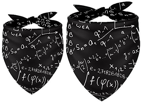 Ensemble Assorti de Bandanas pour Chien, Bavoirs pour Chien écharpe Triangle Foulard pour Chiens Chats propriétaire d'animaux Maman Papa, Lot de 2,Parabole de l'équation mathématique du Tableau Noir