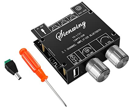 LAUGHERER -LT21 Placa Amplificadora Bluetooth de 2.1 Canales 15W+15W+30W con Perilla de Subwoofer Codificador de Ajuste MóDulo de Audio DC9-24V