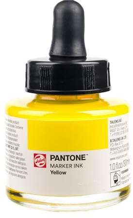 Talens | Pantone Marker-Tinte 30 ml Yellow | Flüssige Tinte + Marker-Nachfüllung | Wasserbasierte, pigmentierte Tinte in 108 Pantone-Farben