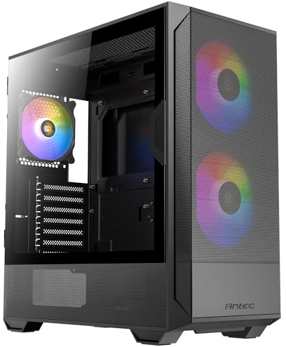 ANTEC NX416L, pannello frontale in rete ad alto flusso d'aria, 2 ventole ARGB da 160 mm e 1 da 120 mm incluse, Tipo-C, pannello laterale con cerniera in vetro temperato, fino a 11 ventole, supporto