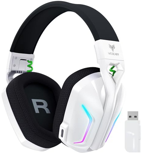 WESEARY 7.1 Wireless Gaming Headsets for PS5, PS4, PC, Switch, Mac, Stereo Bluetooth Gaming Headphones with 50mm Drivers, 2.4GHz USB Gamer Headphones with Crystal-Clear Mic, 50Hr Battery, Cool RGB