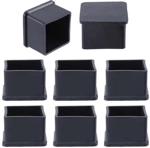GORGECRAFT 8 pièces Couvre-Pieds de Chaise Carrés Noirs Patins de Chaise Embouts de Pieds de Chaise Protections de Sol Couvre-Pieds de Meubles Adaptés aux Pieds de 35x35mm Protégeant Les Sols en Bois