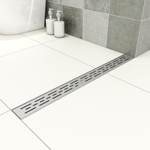 OCEAN ITALY Scarico Doccia a Pavimento 100cm, Canaletta di Scarico Lineare, Canalina per Doccia in Acciaio Inox, Set Completo, Regolabile, Sifone Antiodore, Rettangolo