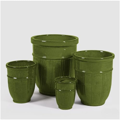 Edg - Enzo de Gasperi Grüne Vase für den Innenbereich, Keramik-Bodenblumenhalter „Glaze“, 4 Varianten (1 Stück) H23 cm