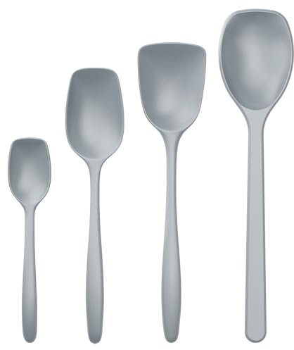 Rosti Classic Kochlöffel Set 4-Teilig, Hochwertiges Küchenhelfer Set mit 3 Kochlöffel & 1 Backlöffel, aus Kunststoff, Hitzebeständig, Bruchsicher, Spülmaschinenfest, Dusty Blue