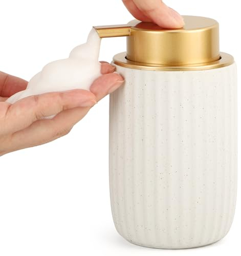 Segbeauty Dispenser Sapone Doccia, 320ml Dispenser Schiuma, Erogatore Sapone Liquido Ricaricabile, Schiumatore per Shampoo, Dispenser Bagno in Ceramica
