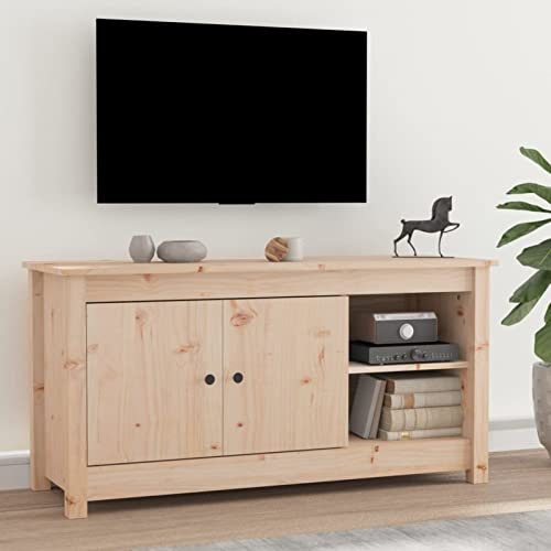 Homgoday TV-Schrank, 103 x 36,5 x 52 cm, Massivholz, Kiefer, Entertainment-Centerschrank, TV-Ständer, HiFi-Schrank, Stereoschrank, TV-Einheit, Wohnzimmermöbel, Zuhause, Innenaufbewahrung, Truhe 841