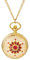 JewelryWe Gold Taschenuhr Damen Strass: Rot Glitzer Diamant Blume Blütenblatt Kettenuhr Analog Quarz Uhr Anhänger mit Halsette Kette Pocket Watch Geschenk für Frau Mutter Ehefrau