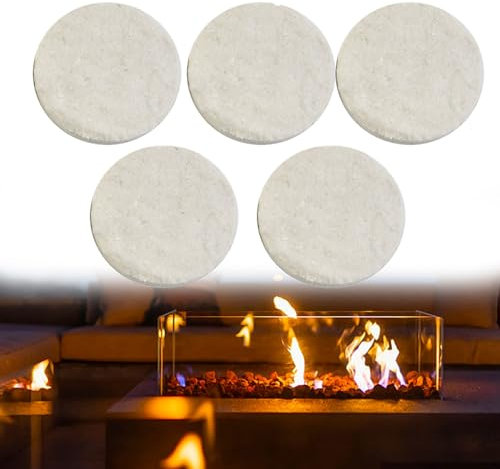 Lot de 5 éponges rondes en céramique, fibres de calcium-magnésium-silicate pour cheminée, accessoires de cheminée, poêle en verre (8,6 x 1,2 cm)