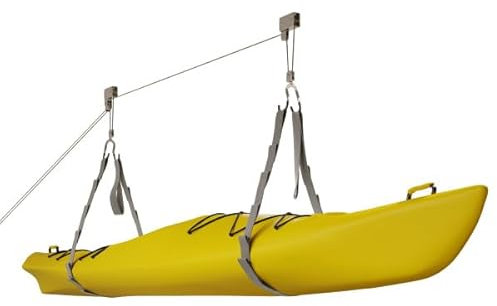 RAD Sportz Kayak Storage Hoist - Overhead Pulley System with 125lb Capacity for Canoes, Bikes, Ladders, and More for Ceilings up to 12ft (Gray)