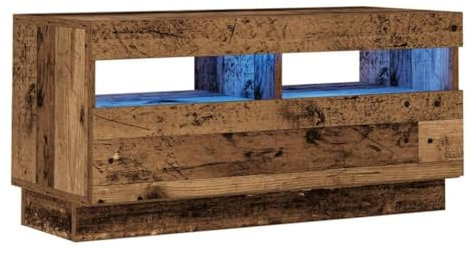 vidaXL Mueble TV Luces LED Madera ingeniería Envejecida 80x35x40 cm, Soporte de TV, Mueble Multimedia, Consola de TV, Mueble HiFi