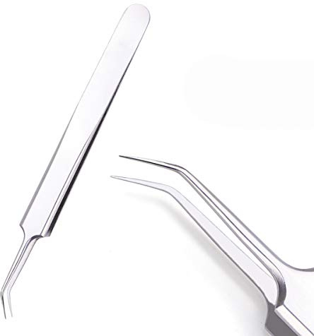 Augenbrauenpflege-Schönheitswerkzeug, Trimmer, 1 Stück Edelstahl-Akne-Pinzette for Wimpernverlängerung, gebogen, gerade, Reinigung, Hautpflege, Make-up, Reparatur, Nagelwerkzeug Fb-Nc02(Fb Nc02)
