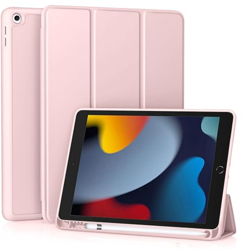 EspZanthic Coque Étui pour iPad 9/8/7 10,2 Pouces (Modèle 2021/2020/2019, 9ème/8ème/7ème Génération) avec Porte Pencil, Protecteur D'écran, Veille/Réveil Automatique