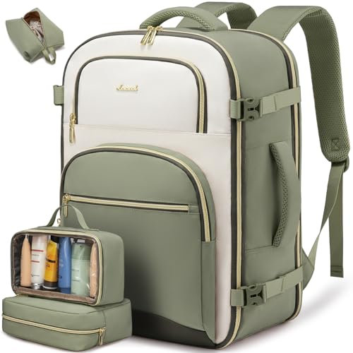 LOVEVOOK Handgepäck Rucksack Flugzeug, 40L Groß Reiserucksack Damen Herren, Wasserdicht Travel Backpack 17 Zoll mit Laptopfach, Reise Rucksack-damen für Geschäftsreise Business Weekend