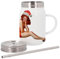 Mug Isotherme en Inox avec Couvercle et Paille - Pin Up De Noel Vintage Retro Mere Noel 60's - 500 ml - Tasse Thermo
