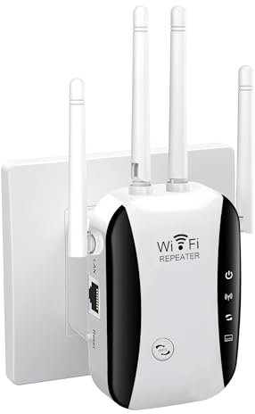 WLAN-Verstärker, 300 Mbit/s, mit 4 Antennen, WiFi Extender Booster mit Repeater-/AP-Modus, Verstärker mit Ethernet-Anschluss zum Verbinden Allen WLAN Geräten