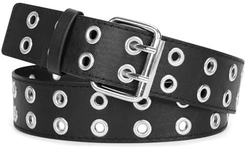 Punk Gürtel Nietengürtel Damen und Herren Doppelloch Gürtel mit Punk Style Cosplay Gürtel Hip Hop Gürtel Rock Gürtel für Oder Gothic-Outfits
