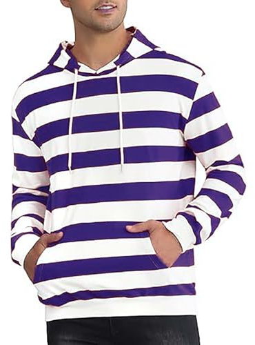 VaiKanhai Felpa da uomo a maniche lunghe, con cappuccio, da uomo, Lilla, XL