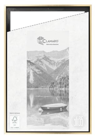 CLAMARO Schattenfugenrahmen SFR35, 80x80 cm, Keilrahmen, Schwarz Gold | MDF-Holz Rahmenleiste, Schattenfuge ca. 7-8 mm, Metall Zackenaufhänger, inkl. Montagematerial, ohne Leinwand