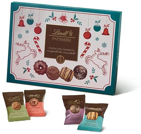 Lindt Scatola Regalo Biscotti Patisserie Natale, confezione latta da 250 g