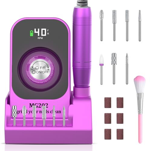 Nagelfräser Professionell 40000U/min - Maniküre Pediküre Set Fußpflege Elektrisch mit 7 Nail Drill Bits für Gelnägel, Elektrische Nagelfeile Nagelpflegeset Set, Salon & Heimgebrauch (Rosa)