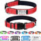 Custom Dog Collars with Name Plate, Engraved Name Plate ID Tags with Reflective Nylon Dog Collar,Soft Neoprene Padded Adjustable Pet Collar for Small Medium Large Dogs,M Red