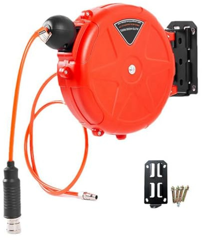 Exogio Avvolgitubo retrattile, 10 m, montaggio a parete, strumento automatico per tubo 'aria con supporto girevole, accessori per compressori d'aria