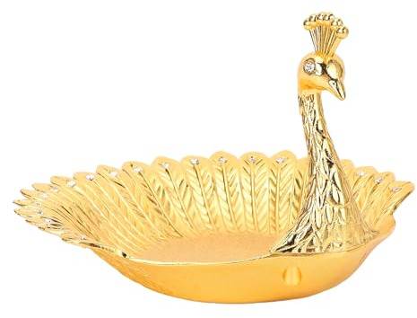 Agatige Pfauenmetall -Süßigkeitenschale, Nordic Style Zink Legierung Goldenes Obstschale Gold Dekorative Schüssel Arbeitsplatte Obstkorb für Hochzeitshäuser Hotel Bar Schreibtisch Dekor