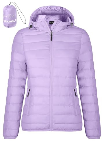 Zdoynto Steppjacke Damen Leichte Daunenjacke Packbare Puffer Jacke mit Kapuze Warme Winterjacke Lightweight Herbst Winter Übergang S-XXL