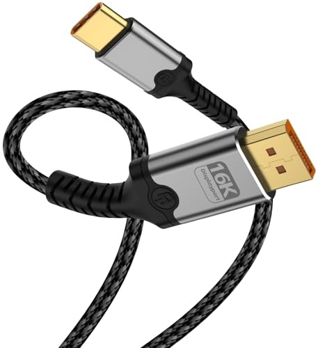 baolongking USB C to DisplayPort 2.1 Cable, 16K@60Hz, 8K@120Hz, 4K@240Hz, Unidirectional Thunderbolt 3/4/5 to DP Cable, Compatible with MacBook Pro/Air, iPhone 16 Pro/Max, XPS, Mac Mini (3m)
