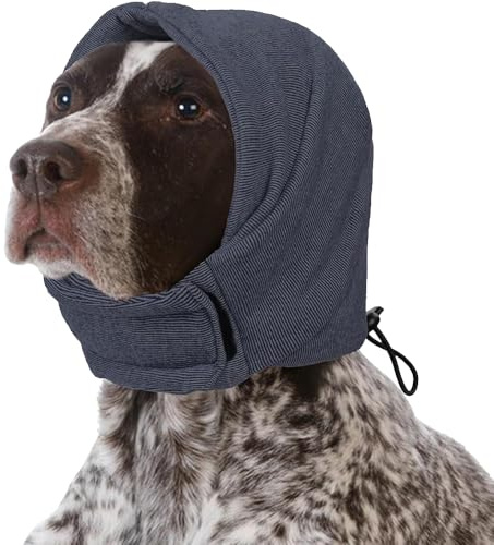 XFSRG Snood Chien Cache Oreille Écharpe Chien Capuche Ajustable Tour de Cou Protection Hivernale Couvre-Tête Confortable Accessoire Apaisant pour Chiens(Gris-M)