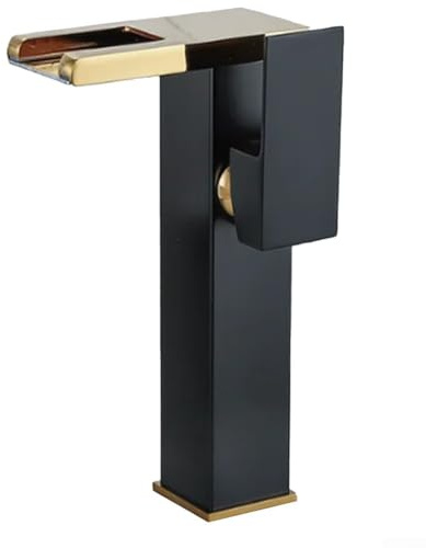 Robinet mitigeur cascade LED pour lavabo, changement de couleur, robinet à poignée unique, design élégant en cuivre pour salle de bain contemporaine moderne