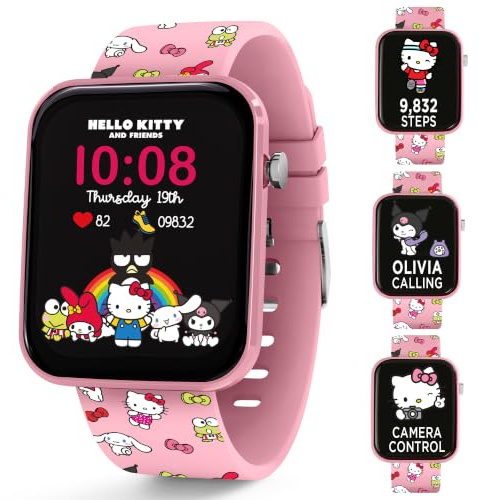 Kids Euroswan Kitty Pink Printed Strap Smart Watch