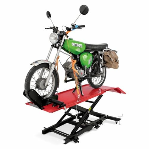TRUTZHOLM Motorradhebebühne hydraulisch 360 kg Breite 50 cm kleine Montagebühne Heber Motoradlift Scherenheber Hubständer Motorrad Hebebühne für kleine Motorräder und Mopeds (Rot)