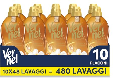 Ammorbidente Concentrato Vernel Aromatherapy Fascino di Frangipani (10 x 48 lavaggi), Ammorbidente Concentrato per Tutti i Tessuti, Profumo di Lunga Durata con Oli Essenziali
