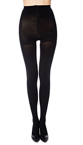 MANZI Women's 2-6 Pairs Classic Opaque Control-Top Tights with Comfort Stretch 70 Denier, L, Black-1 Pairs