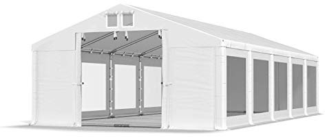 Das Company Tenda per Feste bianco 5x10m Finestre Trasparenti Impermeabile 580 g/m2 PVC Costruzione Summer Floor sul Fondo