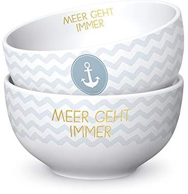 Geschenk Für Dich :-) Müslischale Meer GEHT Immer blau weiß D. 13cm H. 7cm Maritim Porzellan La Vida