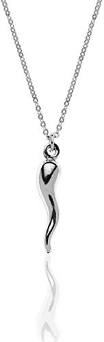 Aka Gioielli® - Italienische Horn Kette aus Sterling Silber 925 Rhodiniert Anhänger für Damen und Mädchen