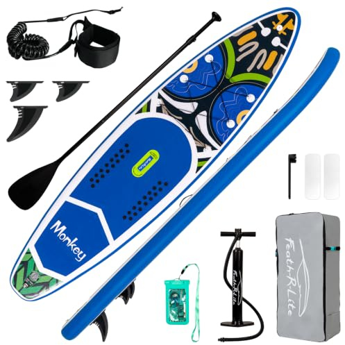 FunWater Inflatable Stand Up Paddle Board - Ultra-Light SUP PaddleBoard Includes ISUP,Adj Paddle,Pump,Backpack,Fins,Leash for Adults