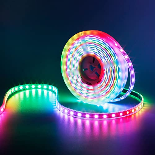GOMING 5V WS2812B Adressierbar LED Streifen 5M 300LEDs IP67 Wasserdicht | 5050SMD Schwarze PCB RGB LED Strip Traumfarbe LED Band für Zuhause Party(WS2812B Controller und Netzteil Nicht Enthalten)