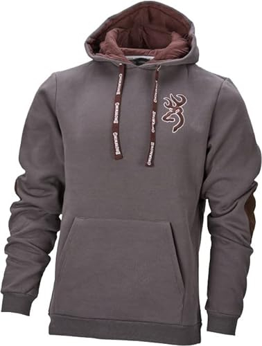 4ADVENTURES Browning Sweatshirt Snapshot Hoodie Kapuzenpullover Jagd Grau mit braunen Details, moderner Schnitt (XXL, xx_l)